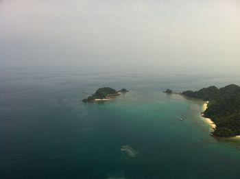 High angle view of calm blue sea