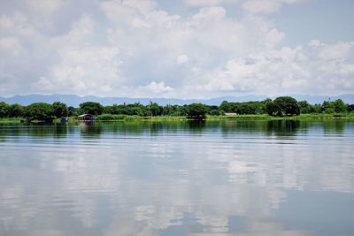 Scenic view of lake against sky