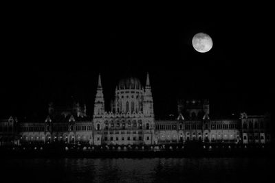 Illuminated buildings at night