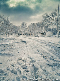 Snow covered landscape against sky