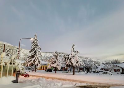 View of ski lift in snow