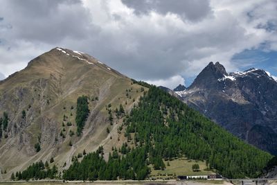 Panoramic view of snowcapped mountains against sky