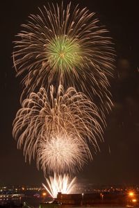 Firework display at night