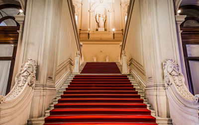 Low angle view of illuminated staircase in building