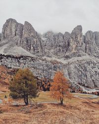 Scenic view of mountains against sky during autumn