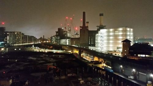 Illuminated cityscape at night