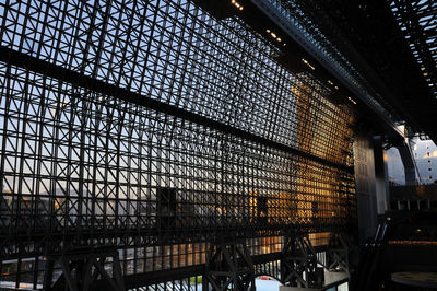 Low angle view of illuminated railroad station