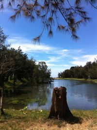 Scenic view of lake against sky