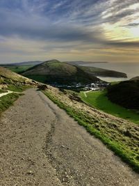 West lulworth seen from the top of the cliff