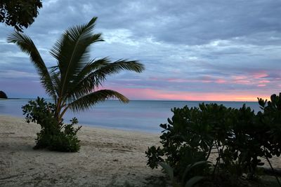 Scenic view of sea against sky at sunset