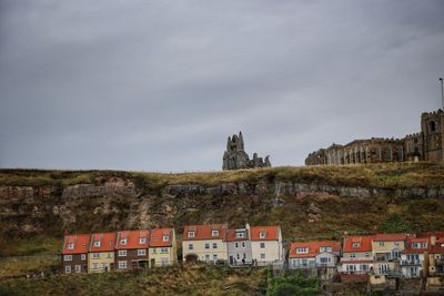 Low angle view of old building against sky