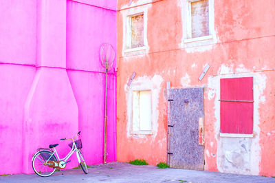 Bicycle against building