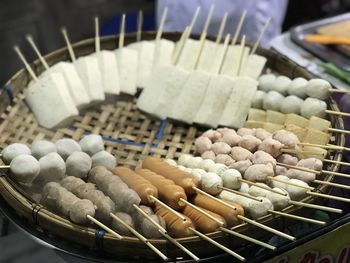 High angle view of food in basket