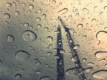 Full frame shot of raindrops on window