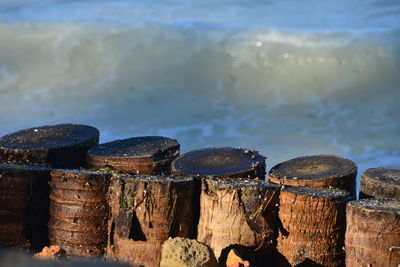 Close-up of stack of wood