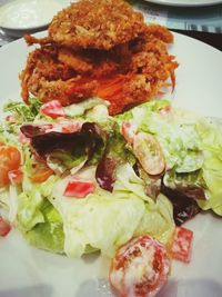 High angle view of food in plate