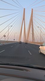 View of suspension bridge against sky