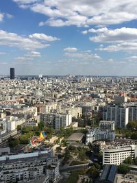 Aerial view of buildings and montparnasse tower in paris 