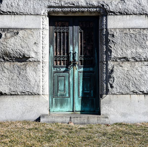 Historic city graveyard old door