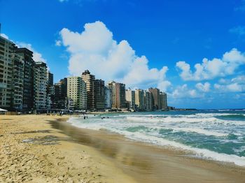 Scenic view of beach against sky