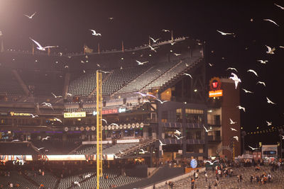 View of illuminated city at night