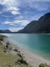 Scenic view of lake against sky