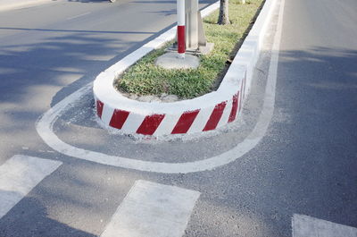 High angle view of road marking