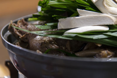 Close-up of duck stew in bowl