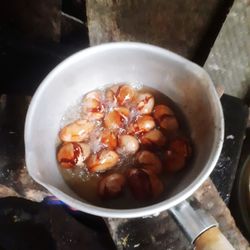 High angle view of food in bowl