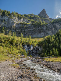 Scenic view of rocky mountains against sky