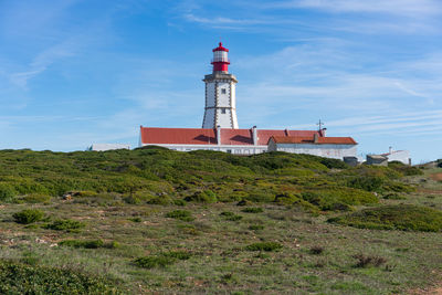 Landscape of capo espichel cape with the lighthouse, in portugal