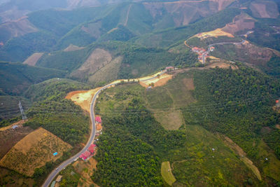 High angle view of road amidst landscape