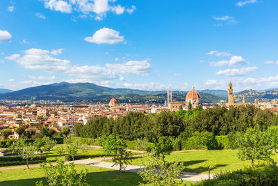 View of florence with mountains from the boboli gardens