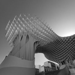 Low angle view of modern buildings against sky