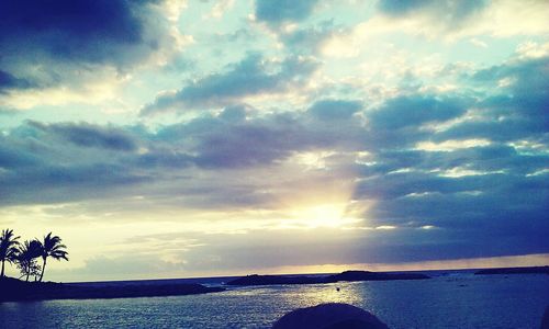 Scenic view of sea against cloudy sky