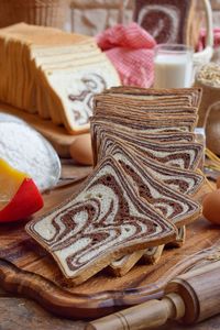 High angle view of bread on table