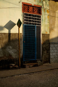 Closed door of building