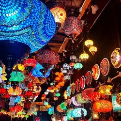 Low angle view of colorful lanterns