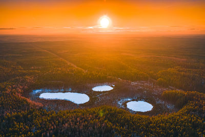 Scenic view of landscape against sky during sunset