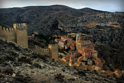 High angle view of old ruins