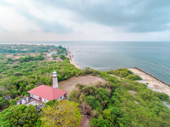 High angle view of sea against sky