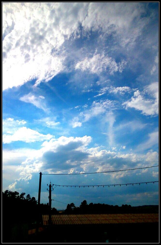 sky, electricity pylon, power line, cloud - sky, electricity, fuel and power generation, power supply, cloud, cloudy, landscape, transfer print, connection, field, silhouette, low angle view, tranquility, tranquil scene, cable, auto post production filter, nature