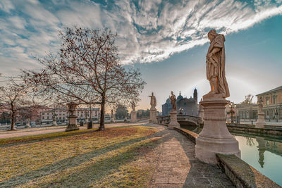 Prato della valle, square in the city of padua with the memmia island surrounded, italian cityscape