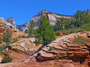 View of landscape against clear sky