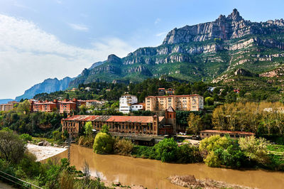 View of town against montserrat mountain range