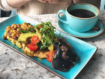 Close-up of food in plate on table