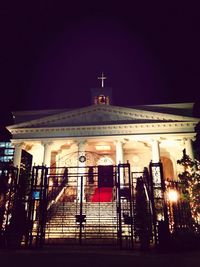 Low angle view of illuminated building