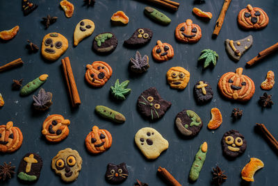 High angle view of food on table