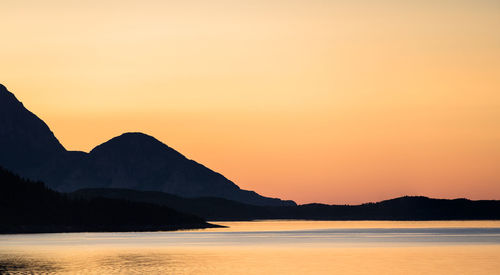 Scenic view of sea against clear sky during sunset