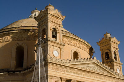 Low angle view of historical building against clear sky